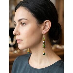 Artisan Murano Millefiori Glass & Crystal Drop Earrings